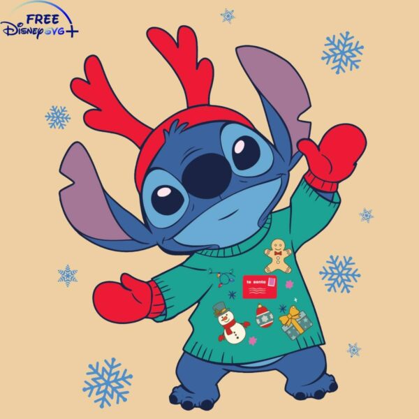 Adorable Disney Stitch Christmas Svg