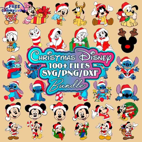 Bundle of Christmas Disney Characters Santa Claus SVG