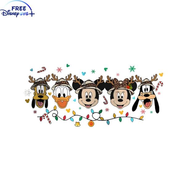 Classic Disney Mickey Friends Christmas Lights PNG