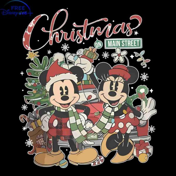 Disney Main Street Christmas Mickey Minnie PNG