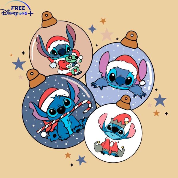 Disney Stitch Holiday Ornaments SVG