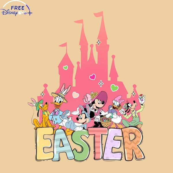 Easter Disney Castle with Mickey and Pals PNG