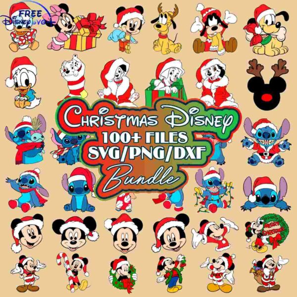 Festive Disney Characters Santa Claus SVG Collection