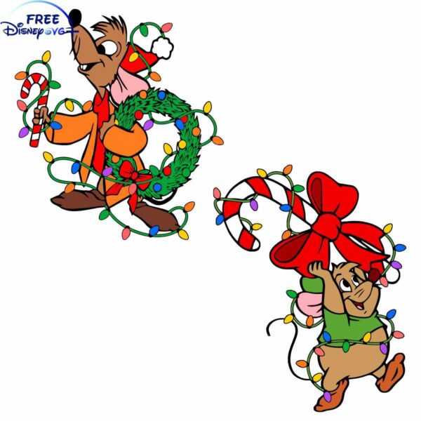 Festive Disney Jaq Gus Christmas SVG Design