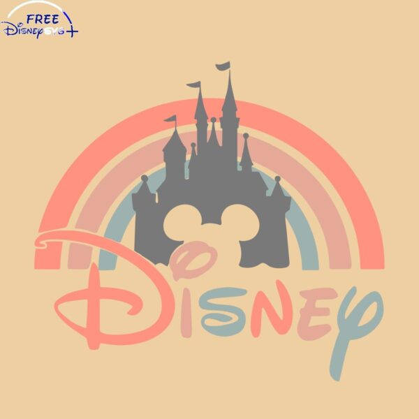 Rainbow Vintage Disney Castle Svg Graphics