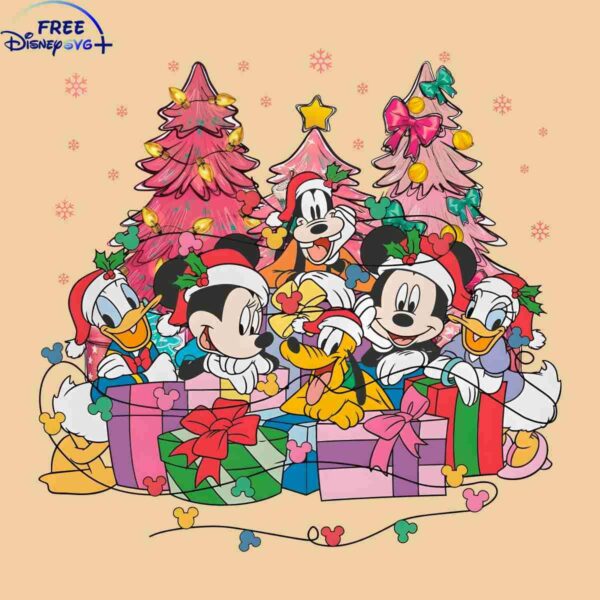 Retro Pink Disney Christmas Mouse Pal SVG Image