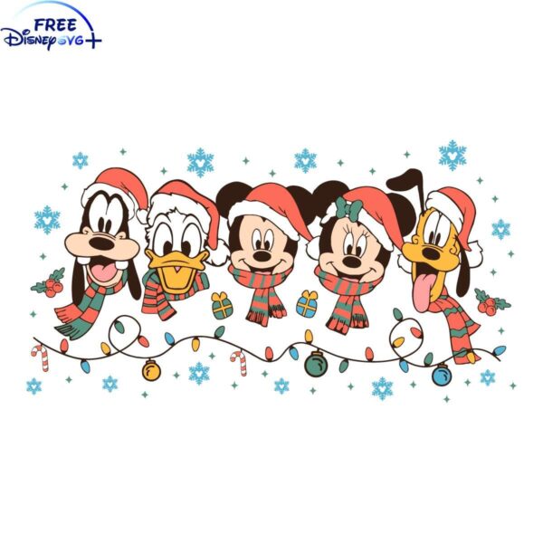 Sparkling Disney Friends Christmas Lights in SVG