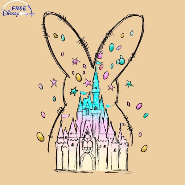 Vintage Disney Castle Easter Bunny PNG