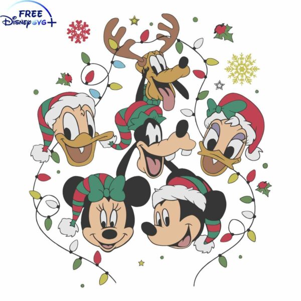 Vintage Disney Xmas Lights with Mickey Friends SVGs