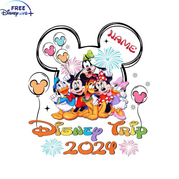 2024 Disney Trip with Custom Mickey and Friends SVG