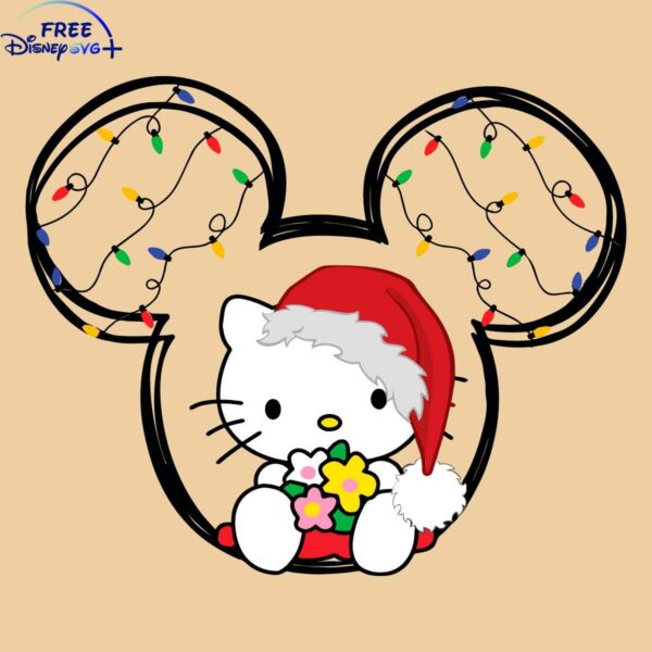 Adorable Christmas Mickey Head SVG with Hello Kitty Design