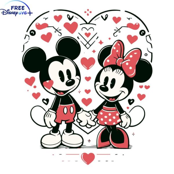 Adorable Mickey Minnie Valentines Day Heart SVG