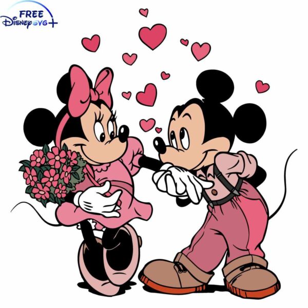 Adorable Mickey Minnie Valentines Day SVG