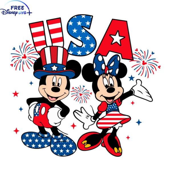 American Mickey Minnie 4th of July SVG