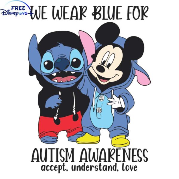 Autism Awareness Wear Blue Mickey Stitch SVG