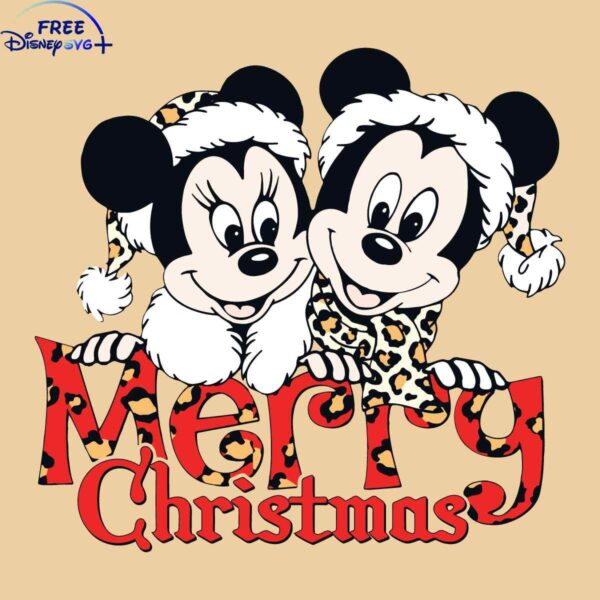 Cheerful Christmas Leopard Mickey Minnie SVG