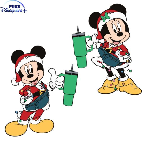 Cheerful Mickey Minnie Xmas Stanley SVG File