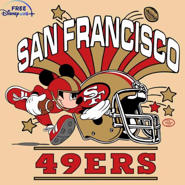 Cheerful Mickey Mouse San Francisco 49ers Football SVG