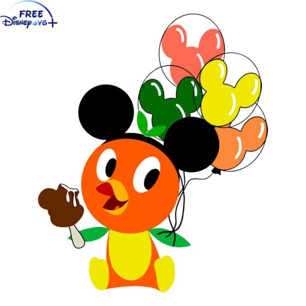 Colorful Disney Orange Bird Balloons and Mickey Hat SVG