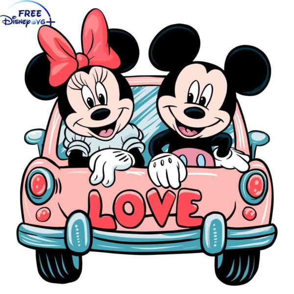 Disney Love Car Mickey Minnie SVG