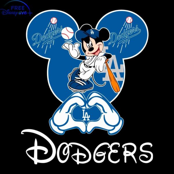 Disney Mickey Adores LA Dodgers Heart SVG