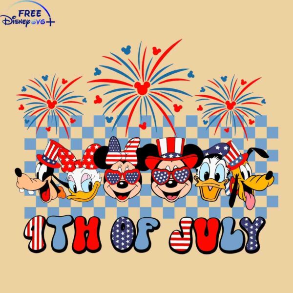 Disney Mickey And Friends 4th Of July Checkered SVG