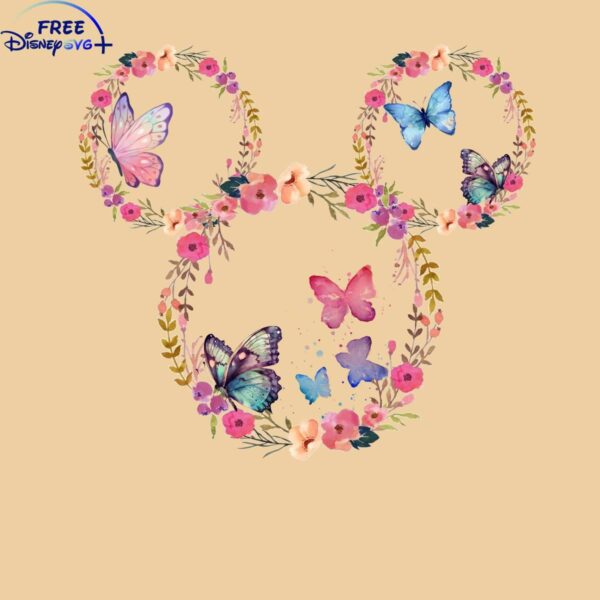 Disney Mickey Mouse Floral Ear PNG