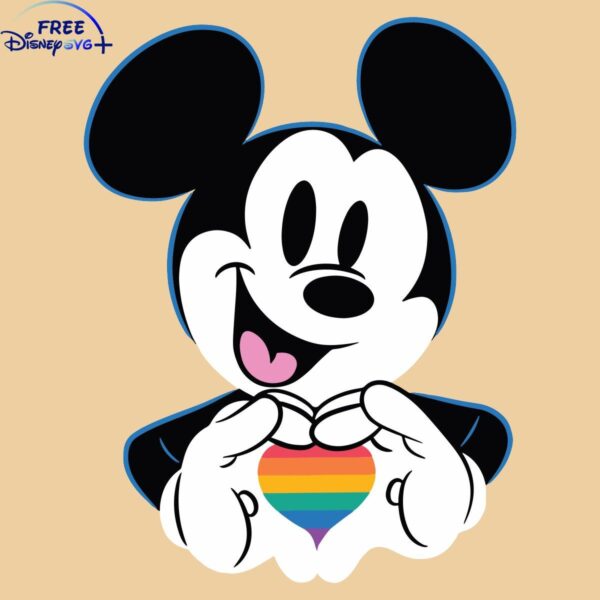 Disney Rainbow Heart Mickey Mouse Pride Digital SVG