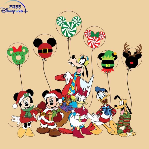 Download Mickey and Friends Christmas Balloon SVG