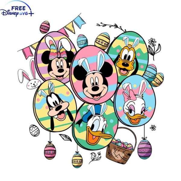 Easter SVG Mickey Friends with Bunny Ears Eggs