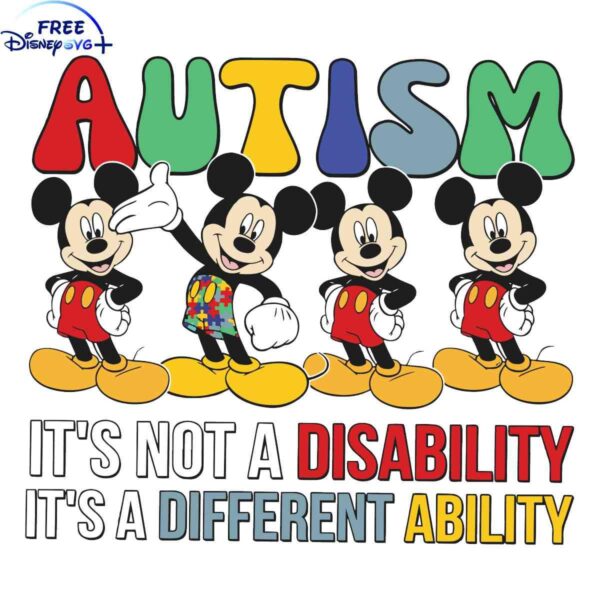 Empowering Mickey Autism Awareness PNG