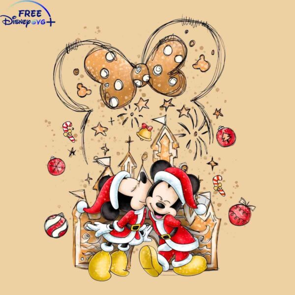 Festive Mickey Minnie Christmas Castle SVG PNG Design