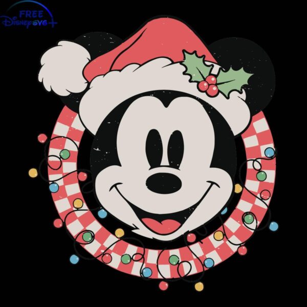 Festive Mickey Mouse Christmas Lights SVG Design