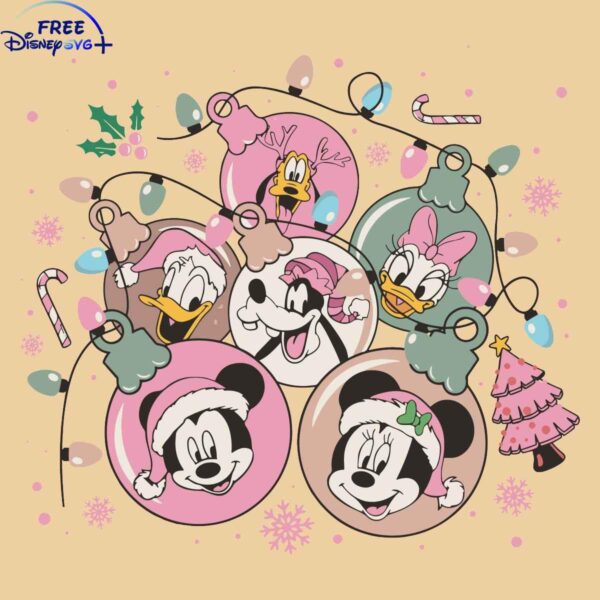 Festive Pink Mickey Friends Christmas SVG