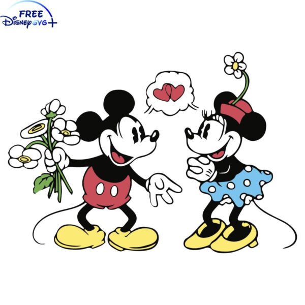 Floral Mickey and Minnie Mouse Disney Couple SVG