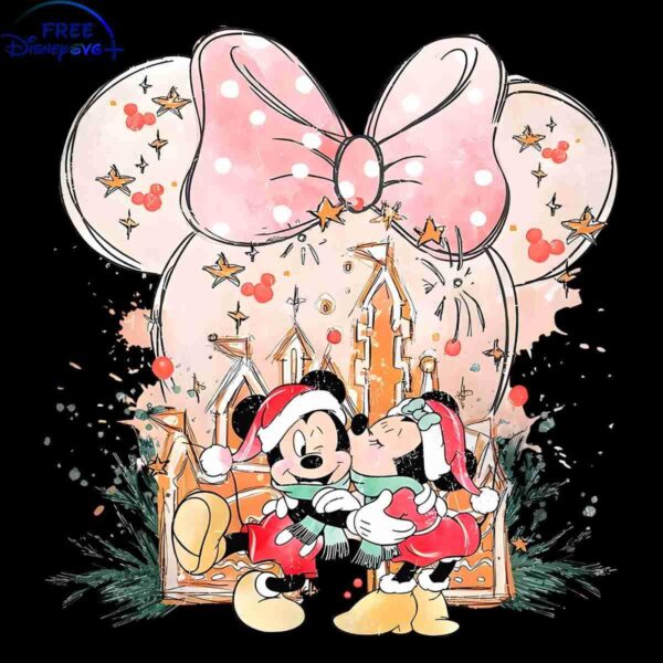 Get Festive with Retro Mickey Minnie Christmas Castle PNG