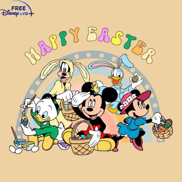 Joyful Easter SVG with Mickey and Minnie Friends