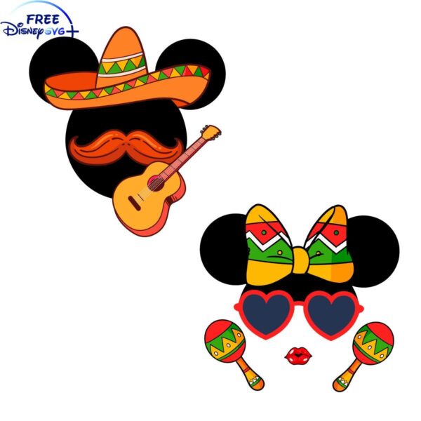 Mexican Mickey Minnie Cinco De Mayo SVG Pair