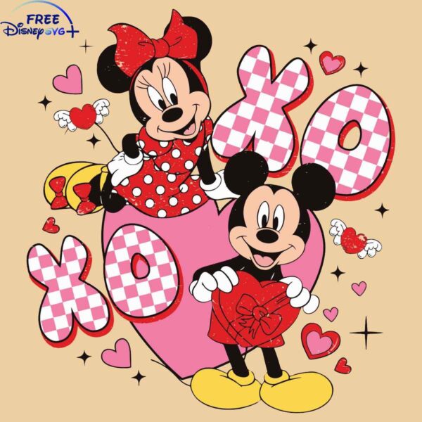 Mickey and Minnie Love Hearts SVG