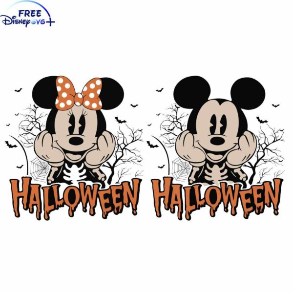 Mickey and Minnie Skeleton SVG Bundle for Happy Halloween