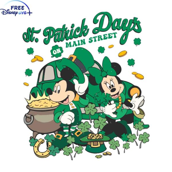 Mickey Minnie Celebrate St Patricks Day on Main Street with SVG