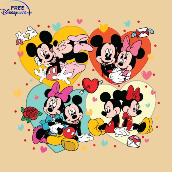 Mickey Minnie Romantic Heart Couple SVG