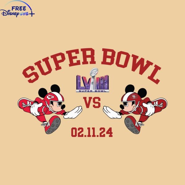 Mickey Mouse 49ers Takes on Chiefs in Super Bowl LVIII PNG