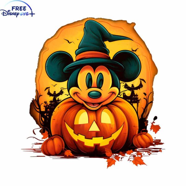 Mickey Mouse Head and Pumpkin Halloween SVG PNG