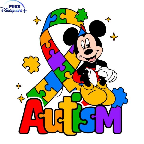 Mickey Puzzle Piece SVG for Autism Awareness