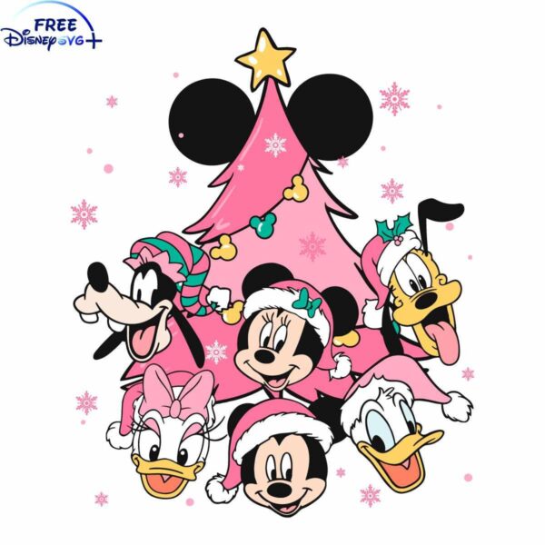 Mickeys Pink Christmas Tree SVG