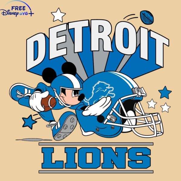 Playful Mickey Mouse Detroit Lions Football SVG