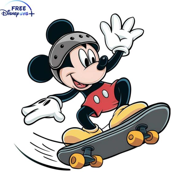 Playful Mickey Mouse Skateboarding SVG