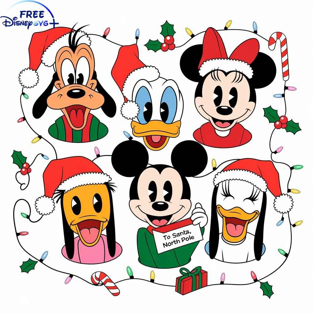 Retro Christmas SVG Vintage Mickey Friends for CricutSilhouette