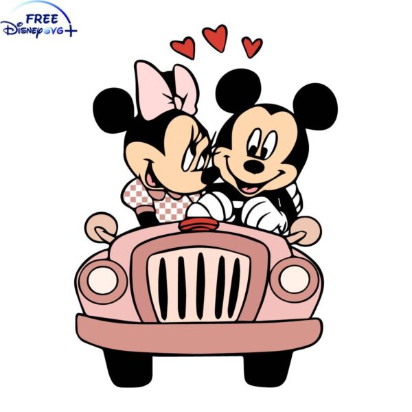 Retro Mickey Minnie Car SVG